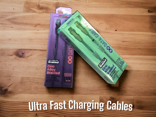 Zinc Ultra Fast Charging Cables Braided Type C/Lightning